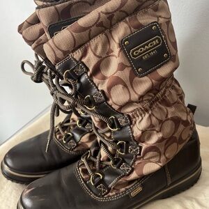 Coach Brown Signature Pattern Boots